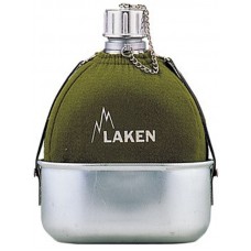 Фляга Laken 124 Screw в чехле с миской 1л зеленая