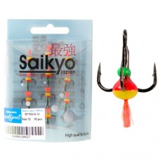 Крючок Ecopro тройник-капля с хвостиком тип А цепочка №10 красный 1/5