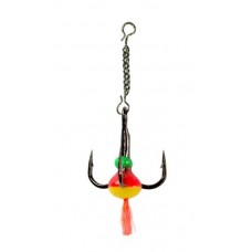 Крючок Ecopro тройник-капля с хвостиком тип А цепочка №12 красный уп.