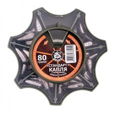 Набор грузил Три кита капля с кембриком стандарт 80гр 2,25-4,0гр