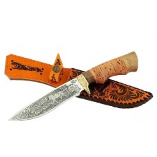 Нож ИП Семин Близнец сталь 65х13 литье береста гравировка