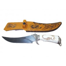 Нож ИП Семин Корсар дамасская сталь литье скорпион кость