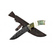 Нож ИП Семин Скиф дамасская сталь литье наборная рукоять карельская береза