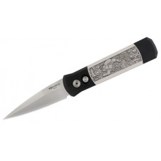 Нож Pro-Tech Godson Steampunk черная рукоять гравировка клинок сатин