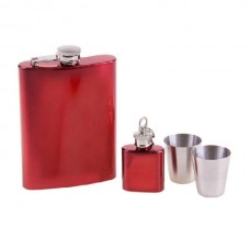 Подарочный набор Хольстер 2 фляжки+2 рюмки красный