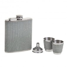 Подарочный набор Хольстер 4в1 фляжка воронка 2 рюмки серый