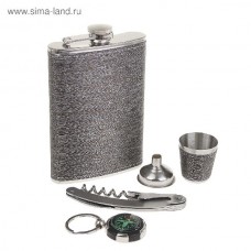 Подарочный набор Хольстер 5в1 фляжка воронка 1 рюмка нож брелок