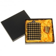 Подарочный набор Хольстер фляжка+рюмка черно-золотой