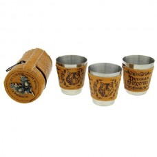 Подарочный набор Хольстер Не гонкой ловят волка, а уловкой 3 стакана