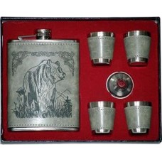 Подарочный набор Сима Ленд Медведь фляжка 4 стопки + воронка