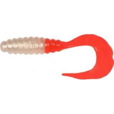 Приманка Manns твистер 10см белый перламутровый красный хвост 1/20