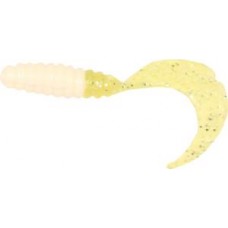 Приманка Manns твистер 10см белый шартрез металл хвост 1/20