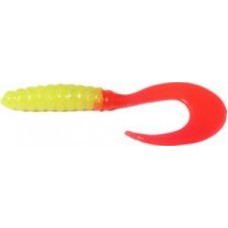 Приманка Manns твистер 10см лимон металл красный хвост 1/20