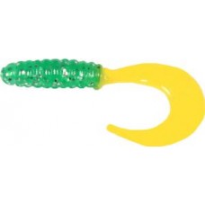 Приманка Manns твистер 10см зеленый металл желтый хвост 1/20