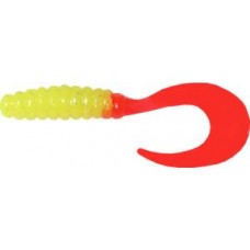 Приманка Manns твистер 7,5см шартрез металл красный хвост 1/20