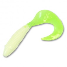 Приманка Manns твистер Lucky-75 белый с зеленым хвостом 1/20