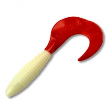 Приманка Manns твистер Lucky-90 белый с красным хвостом 1/20