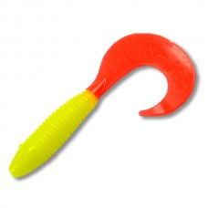 Приманка Manns твистер Lucky-90 лимон с красным хвостом 20шт