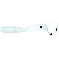 Приманка Mister Twister твистер 5см 130D белый черные точки на хвосте уп.10шт