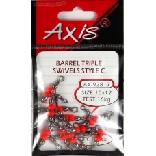 Вертлюг Axis Barrel тройной с бисером №10x12 10шт