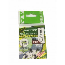 Застежка Hitfish X-Patten rolling swivel wifh round snap с вертлюгом №12 6шт