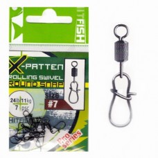 Застежка Hitfish X-Patten rolling swivel wifh round snap с вертлюгом №7 7шт