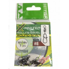 Застежка Hitfish X-Patten rolling swivel wifh round snap с вертлюгом №8 7шт